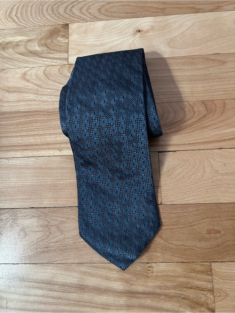 Burberry Navy Blue Textured Diamond Silk Tie